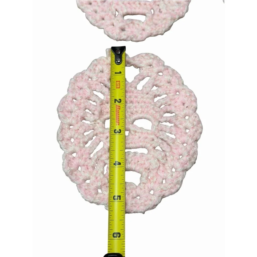 Handmade Crochet Coasters SKULLS set of 4 light pink